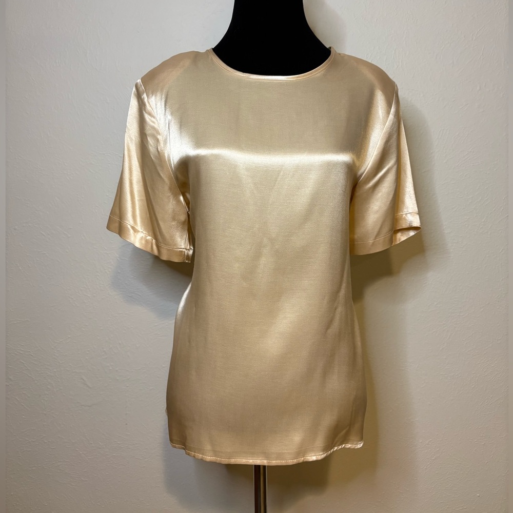 Vintage Hillard & Hanson Gold Satin Women's Top Size Small